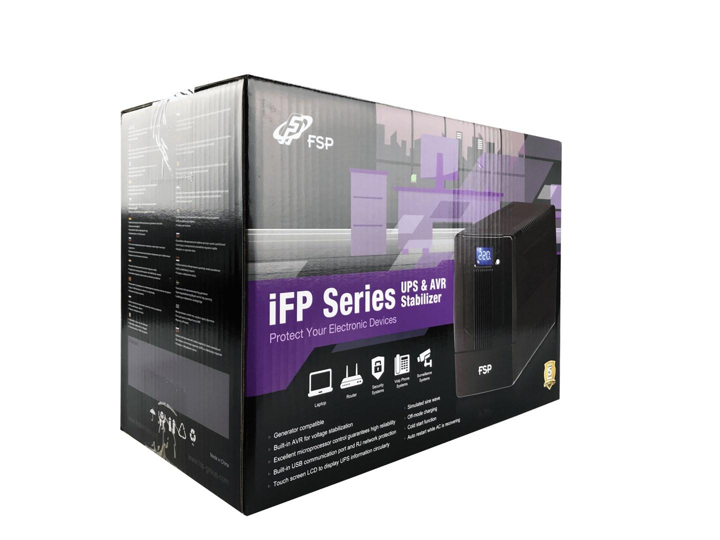 UPS strømforsyning - Fortron FSP iFP 1500, Line‑Interactive, 1,5 kVA / 900 W, 2x Schuko billede