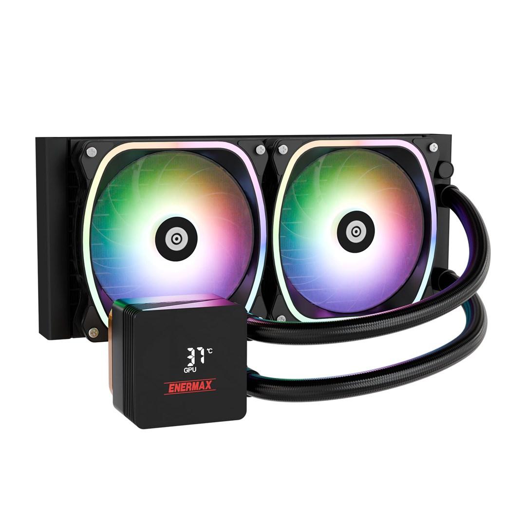 Vandkøler til CPU 240 mm - Enermax Aquafusion II, 2×120 mm, sort