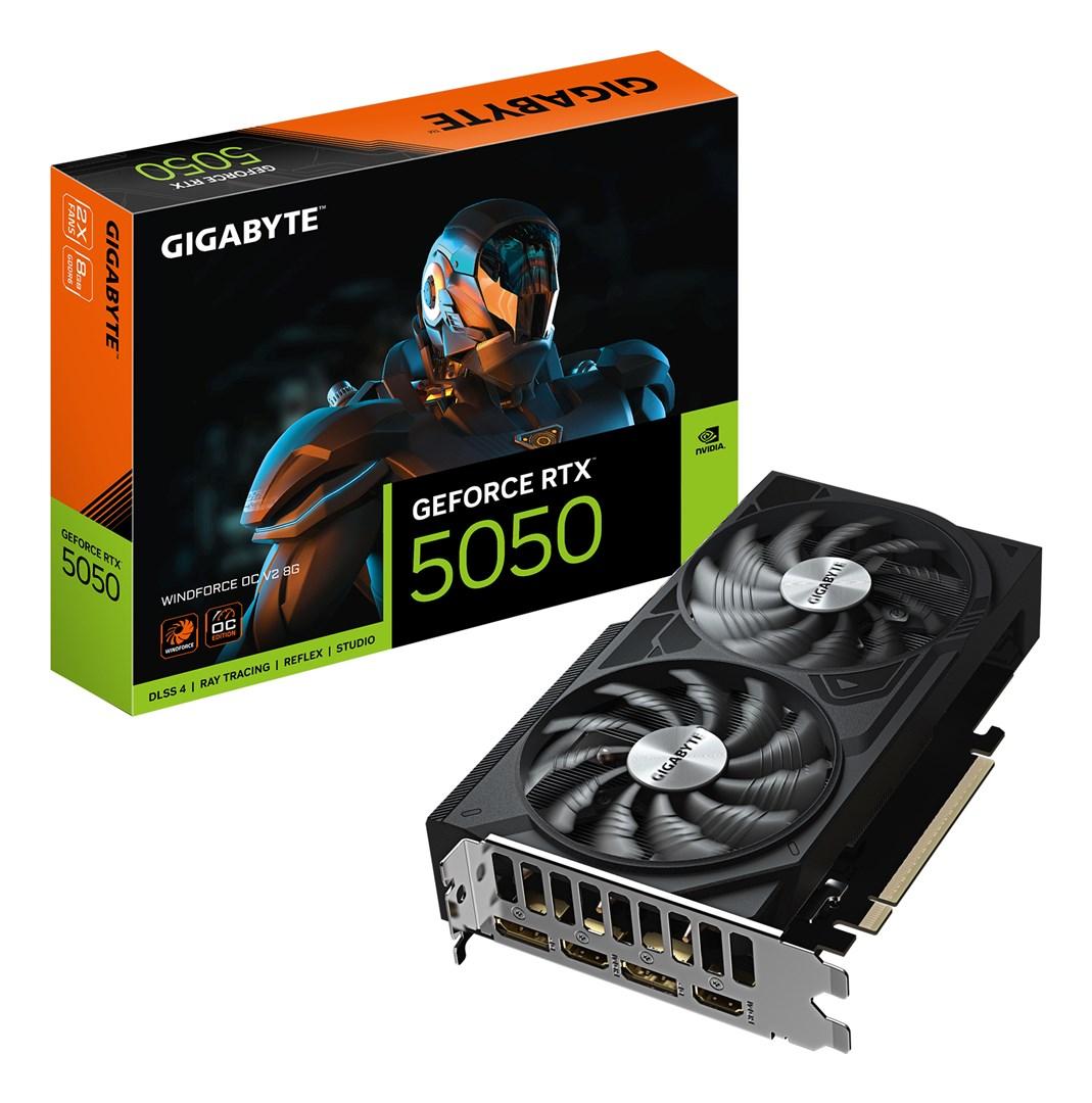 Grafikkort Gigabyte GeForce RTX 5050 WINDFORCE OC V2 8G - 8 GB GDDR6, PCIe 5.0 billede