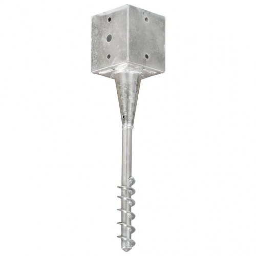 Jordpløkker 2 stk. - 12 x 12 x 56 cm, galvaniseret stål, sølvfarvet