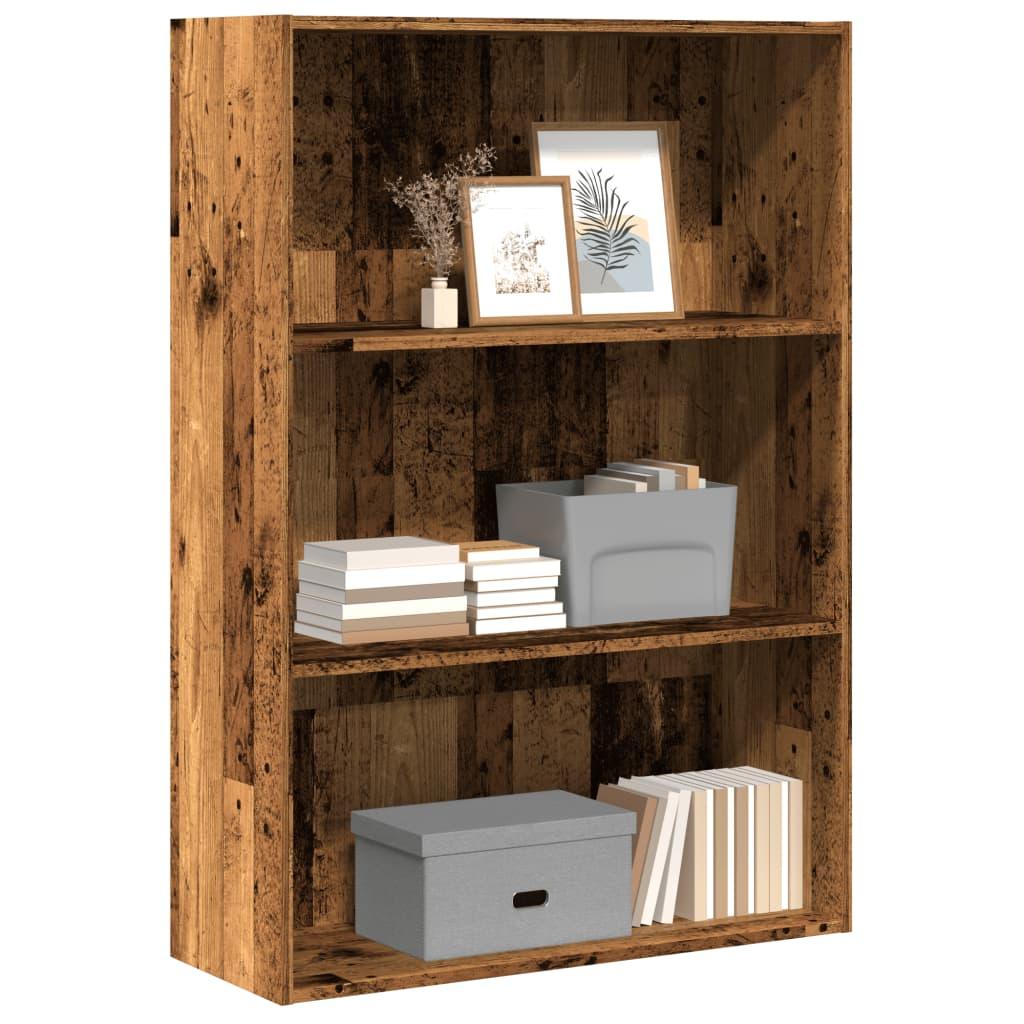 Bogreol 80x30x114 cm konstrueret trÃ¦ gammelt trÃ¦look