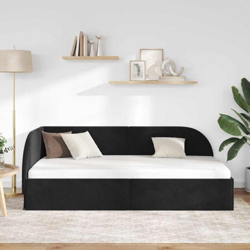 Hjørnesengramme 100 x 200 cm - sort fløjl