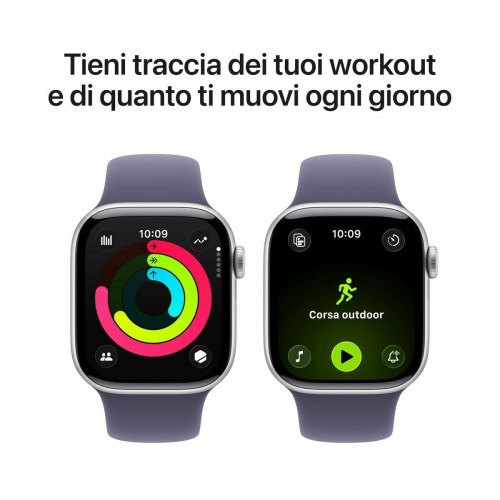 Apple smartwatch MEU64QL/A - sølv, 42 mm med lilla sportsrem