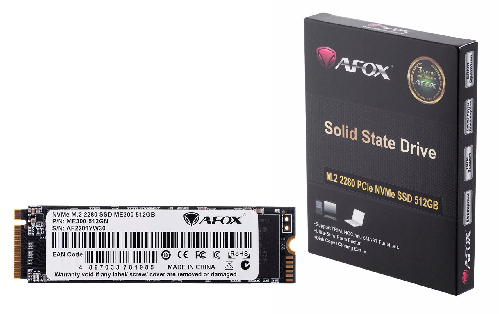 AFOX ME300-512GN intern solid state drev 512 GB M.2 PCI Express 3.0 NVMe 3D NAND