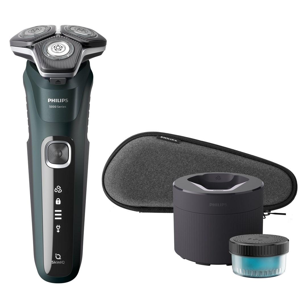 Barbermaskine Philips Shaver Series 5000 S5884/50 - roterende, våd/tør, trimmer, sort/grøn billede