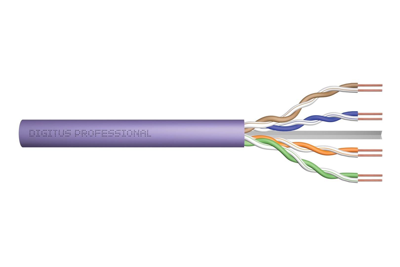 Netværkskabel Cat6 installationskabel – DIGITUS, U/UTP, 100 m, lilla