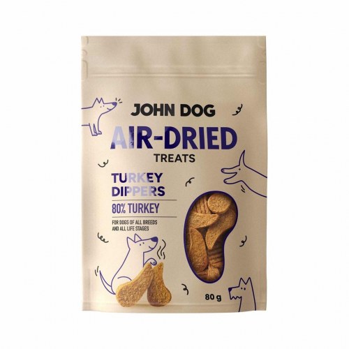 Hundesnacks lufttørret – JOHN DOG Turkey Dippers 80 g