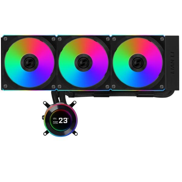 CPU vandkøler 360 mm – Lian Li GA II Hydroshift II LCD-C 360CL, 3×120 mm, sort billede