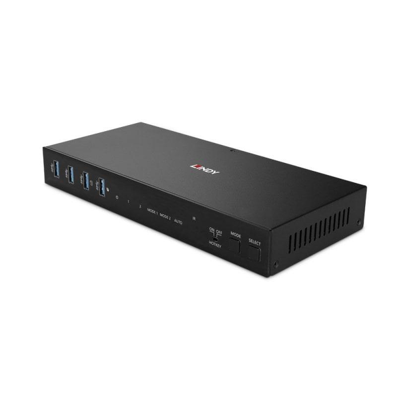 HDMI KVM switch 2-port Dual Head 4K60 - LINDY, USB 3.0