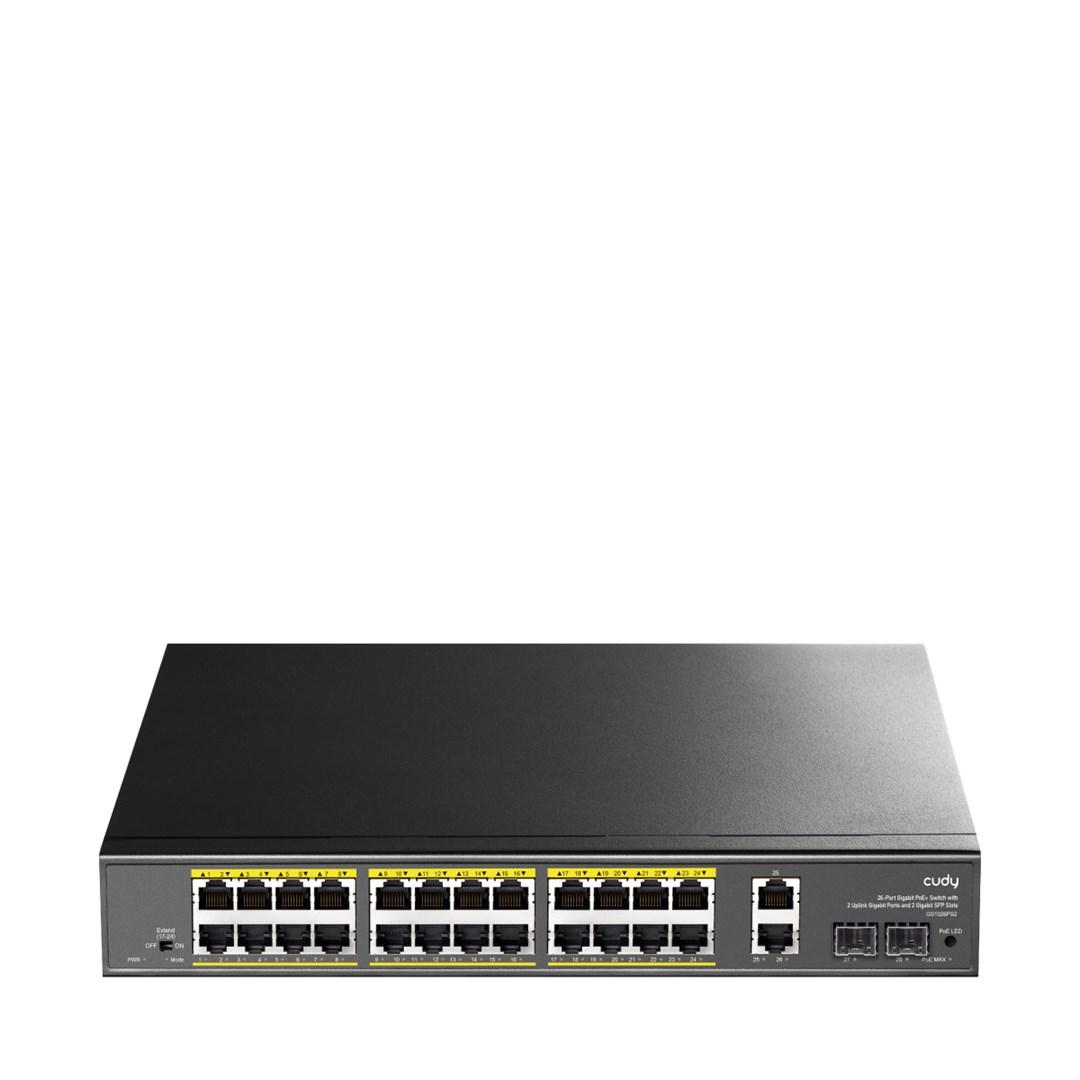 Netværksswitch Gigabit med PoE – Cudy GS1026PS2, 26 porte, sort