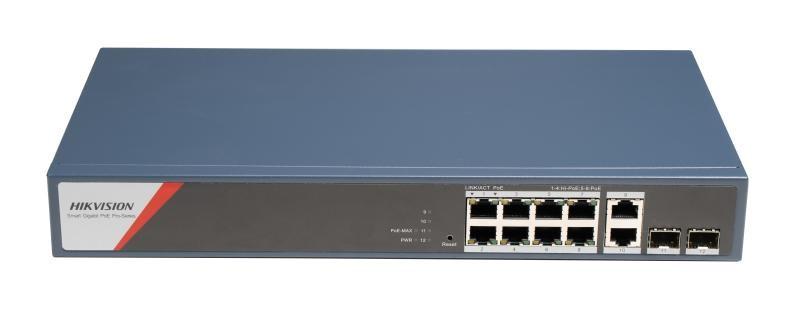 Netværksswitch Hikvision DS-3E1512HP-SI-8P2T2F - Managed Gigabit PoE, blå billede