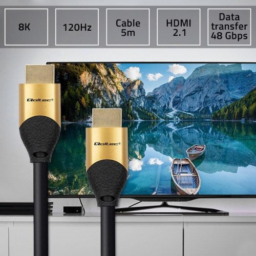 HDMI kabel 2.1 - Qoltec - Ultra High Speed 8K 60Hz, 26AWG, 5 m