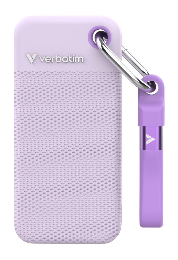 Ekstern SSD USB 3.2 Gen 2 1 TB – Verbatim Pocket, lilla med to gummiovertræk billede