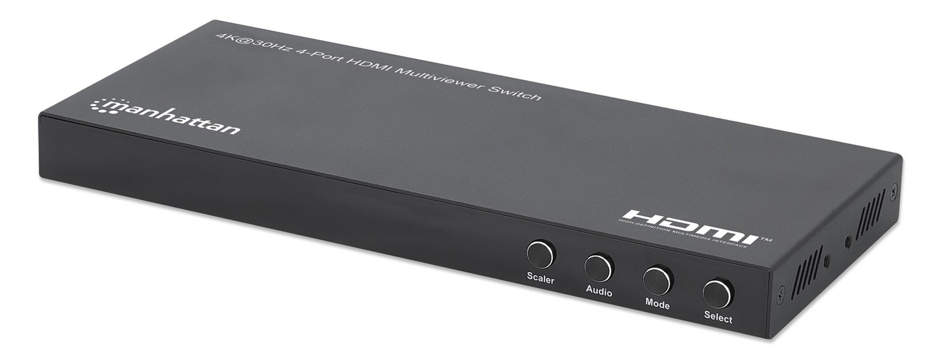 HDMI multiviewer switch 4K 4-ports - Manhattan, sort billede