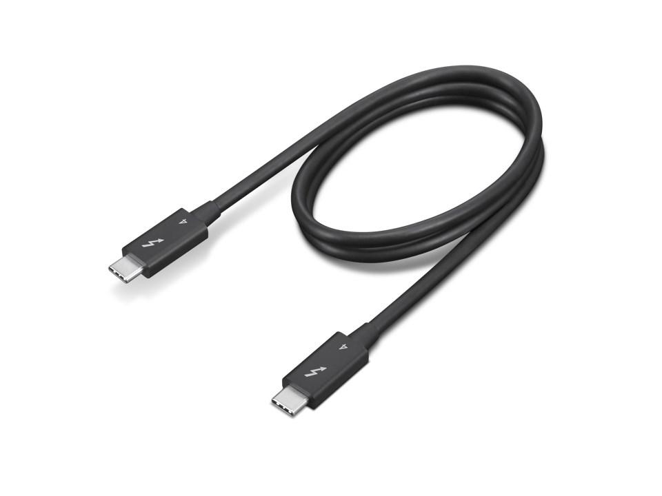 USB-C Thunderbolt 4 kabel 0,7 m - Lenovo, 40 Gbit/s, sort