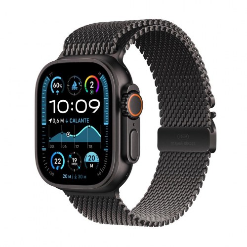 Smartwatch Apple Watch Ultra 2 GPS + Cellular 49 mm - sort titanium med sort titanium Milanese Loop (L)