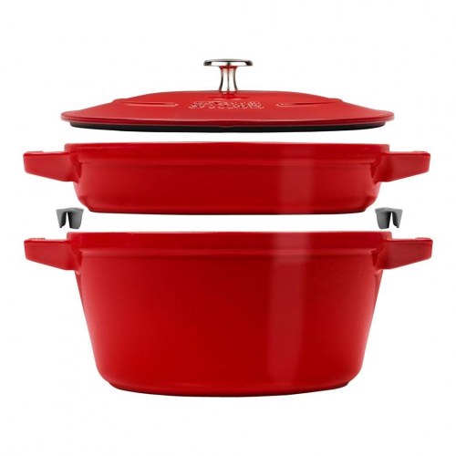 Gryde i støbejern med låg - ZWILLING Staub La Cocotte, rund 24 cm, rød
