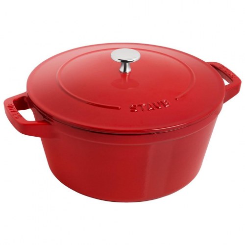 Gryde i støbejern med låg - ZWILLING Staub La Cocotte, rund 24 cm, rød