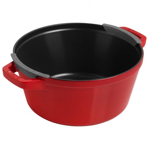 Gryde i støbejern med låg - ZWILLING Staub La Cocotte, rund 24 cm, rød