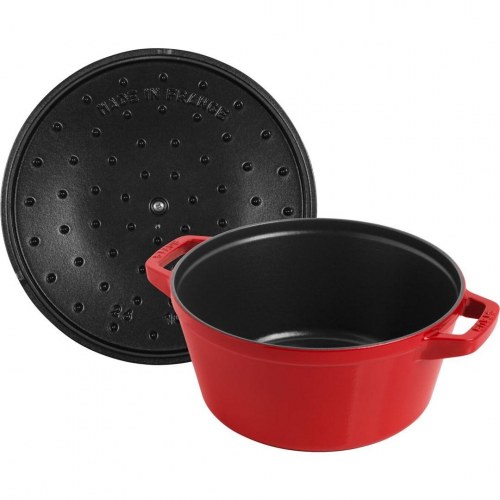 Gryde i støbejern med låg - ZWILLING Staub La Cocotte, rund 24 cm, rød