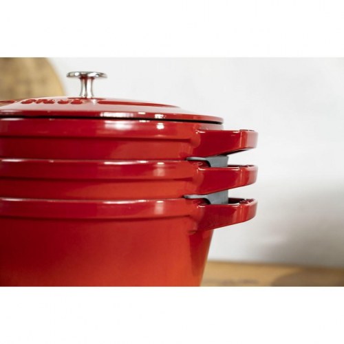 Gryde i støbejern med låg - ZWILLING Staub La Cocotte, rund 24 cm, rød