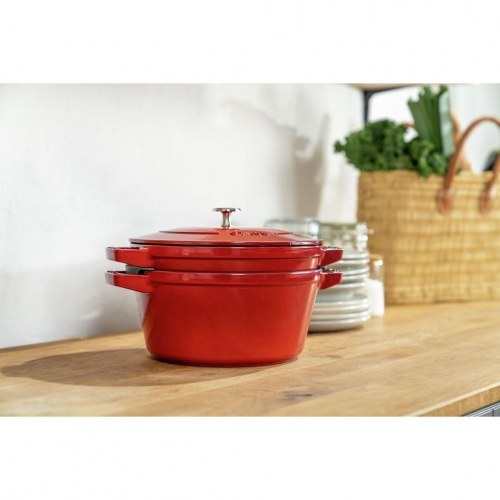 Gryde i støbejern med låg - ZWILLING Staub La Cocotte, rund 24 cm, rød