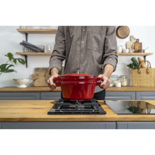 Gryde i støbejern med låg - ZWILLING Staub La Cocotte, rund 24 cm, rød