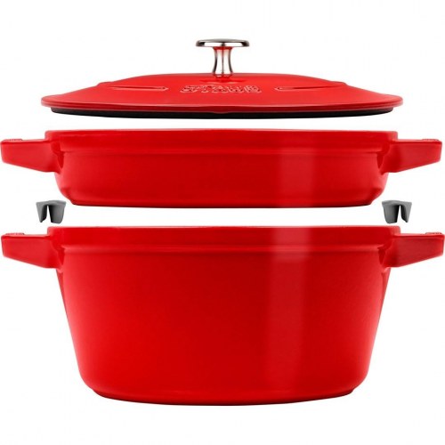 Gryde i støbejern med låg - ZWILLING Staub La Cocotte, rund 24 cm, rød