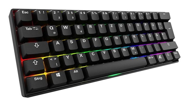 Mekanisk tastatur Sharkoon 60% QWERTZ – RGB, hot‑swap, kablet (sort)