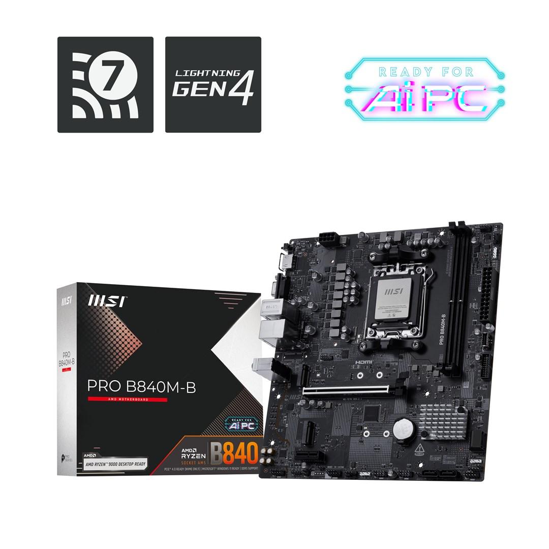 Bundkort MSI PRO B840M-B - AMD B840, Socket AM5, micro ATX billede