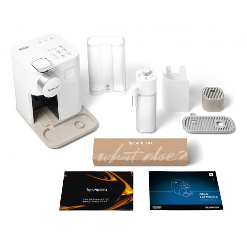 Kapselkaffemaskine De’Longhi Nespresso Gran Lattissima – hvid (Sophisticated Darks)