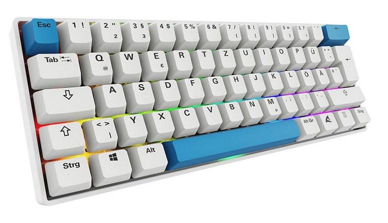 Mekanisk tastatur Sharkoon SGK50 S4, 60 %, RGB, hvid – USB, QWERTZ tysk