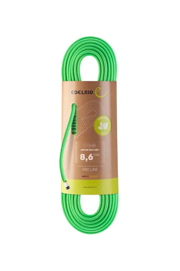 Klatrereb Edelrid Siskin Eco Dry 8,6 mm 70 m - neon grøn