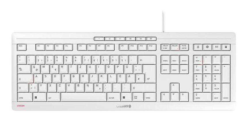 Tastatur Cherry STREAM Office USB QWERTZ Tysk – Hvid