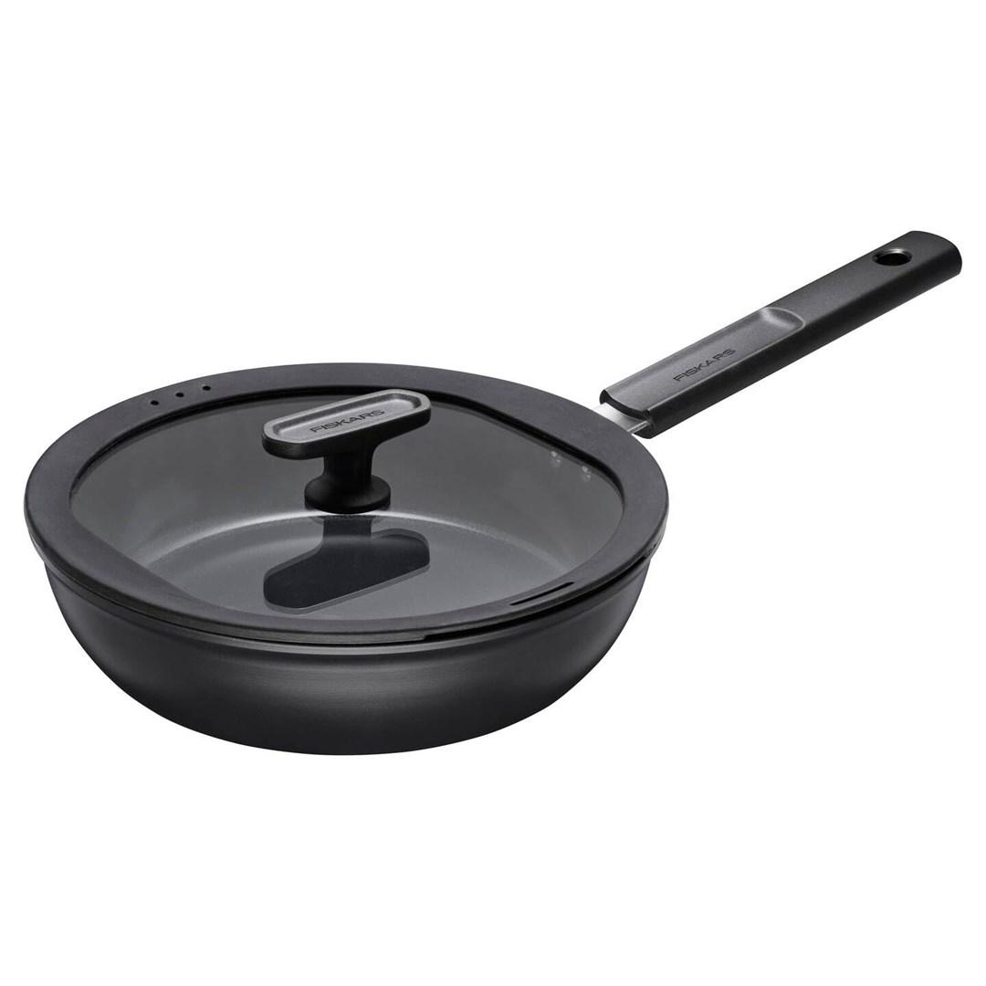 Stegepande 24 cm med låg - Fiskars non-stick billede