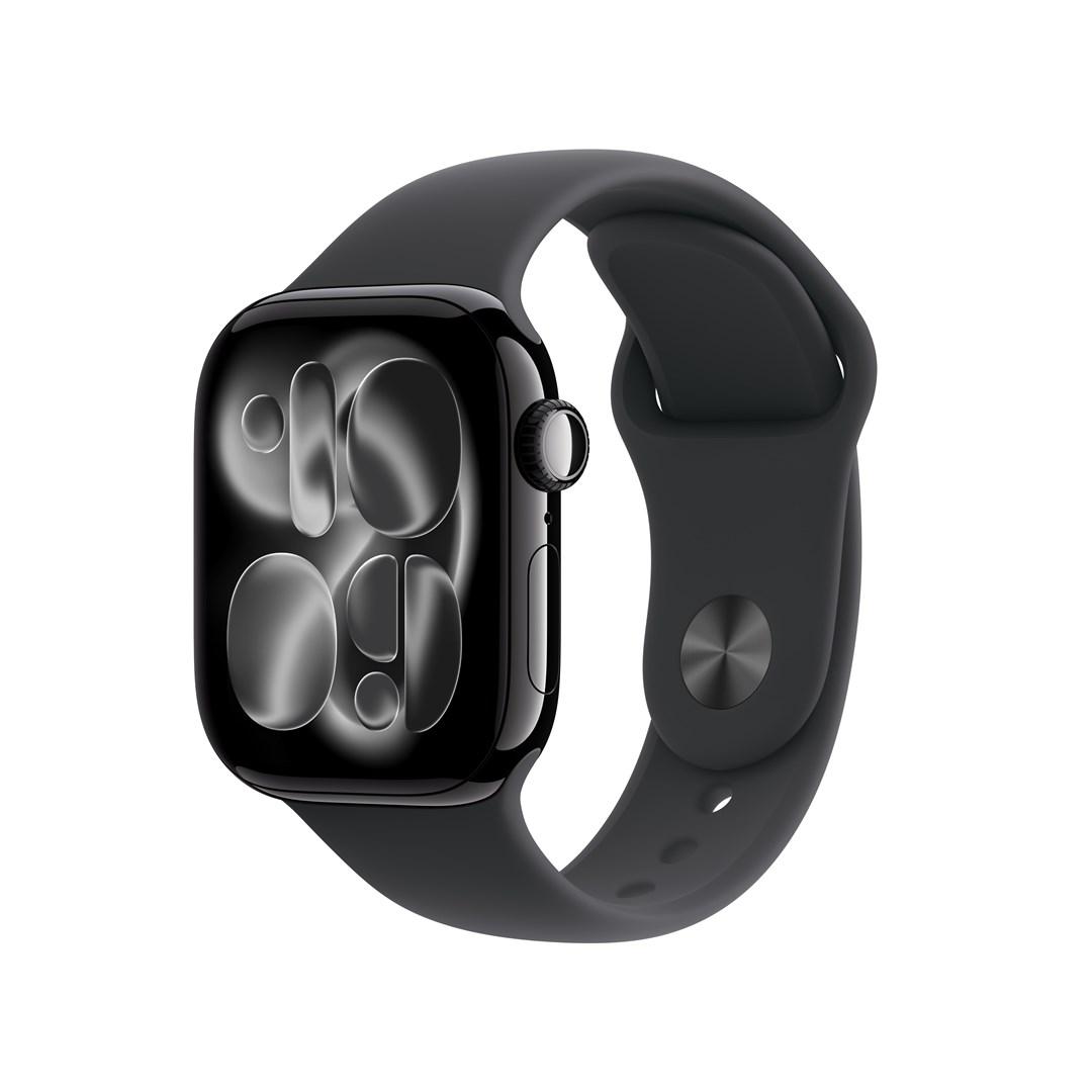 Smartwatch Apple Watch Series 11 GPS 42 mm – Jet Black aluminium med sort sportsrem (M/L) billede
