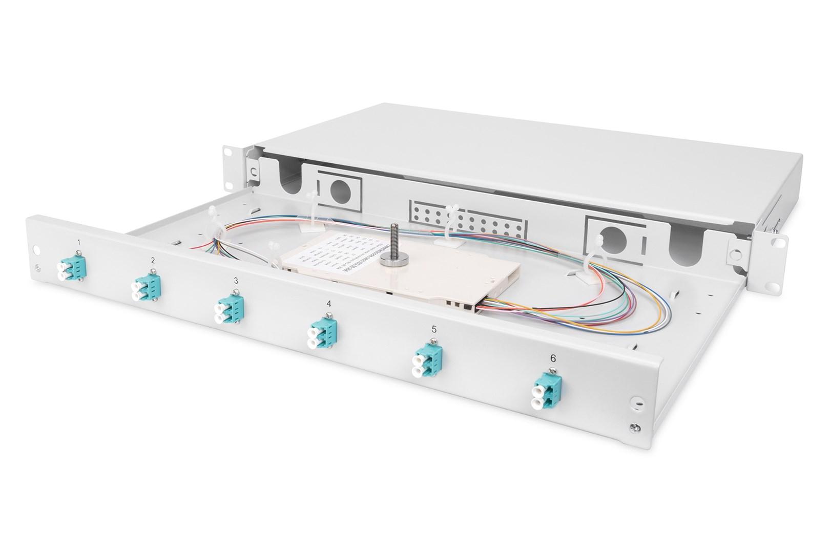 Fiber patchpanel 1U med DIGITUS – LC duplex, OM3, 6 porte billede