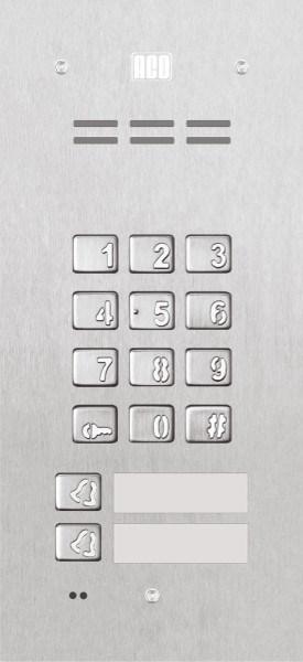 Dørtelefonpanel med kode – ACO FAM-P-2NPZSACC, 2-familier, indmuring