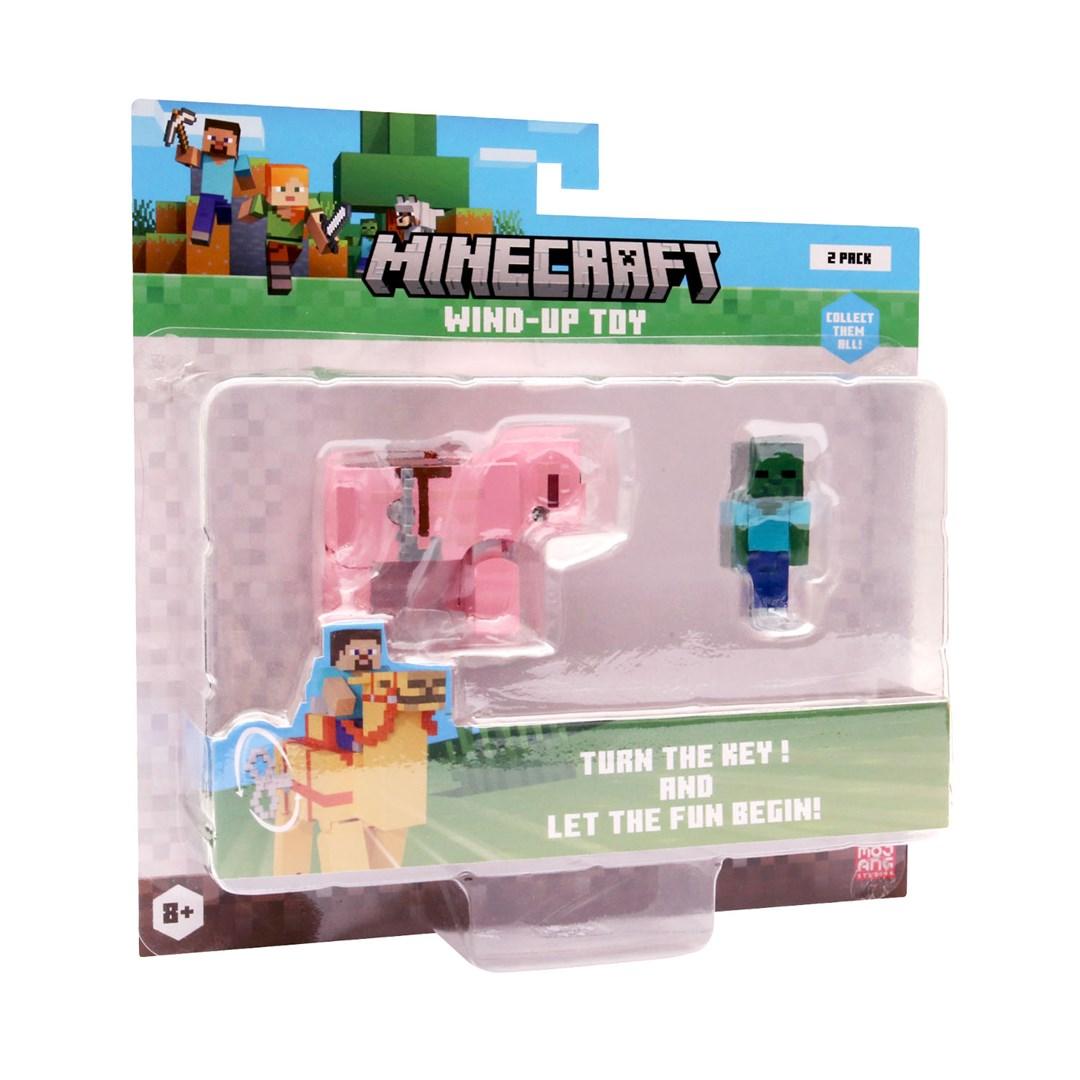 Minecraft optræksfigur sæt - Baby Zombie & Gris (2-pack)