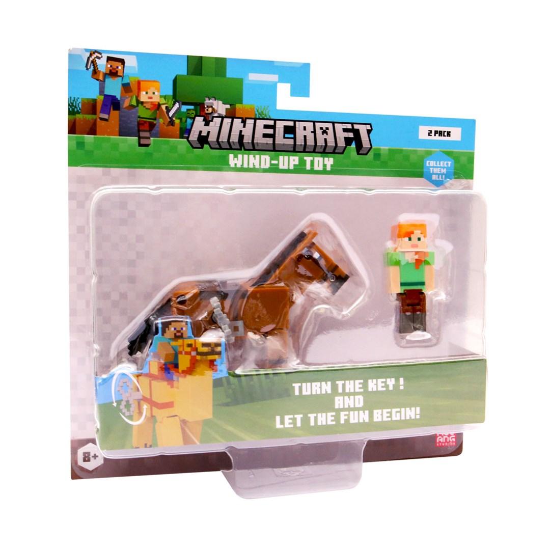 Minecraft legetøjsfigur med optræk - Alex & hest (2-pak)