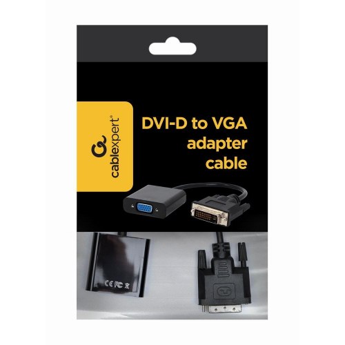 DVI-D til VGA adapterkabel 0,2 m - Gembird, sort