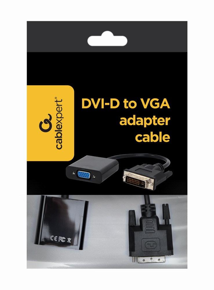 DVI-D til VGA adapterkabel 0,2 m - Gembird, sort