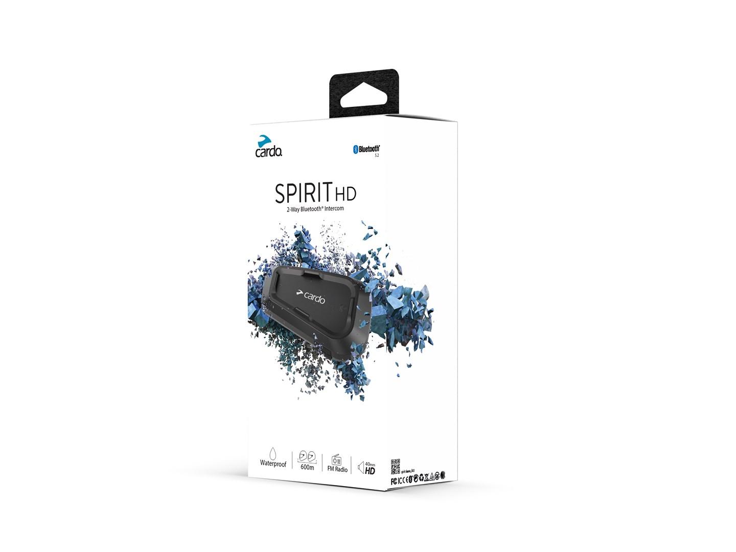 Trådløs interkom til motorcykel Cardo Spirit HD - 2 kanaler, 600 m, sort billede