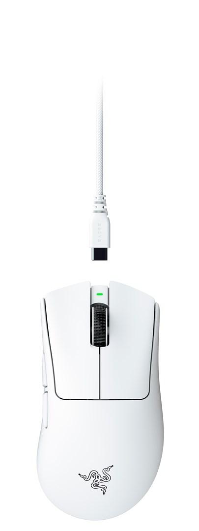 Gaming mus Razer DeathAdder V4 Pro - højrehåndet, trådløs RF + USB, optisk, 45.000 DPI - hvid billede