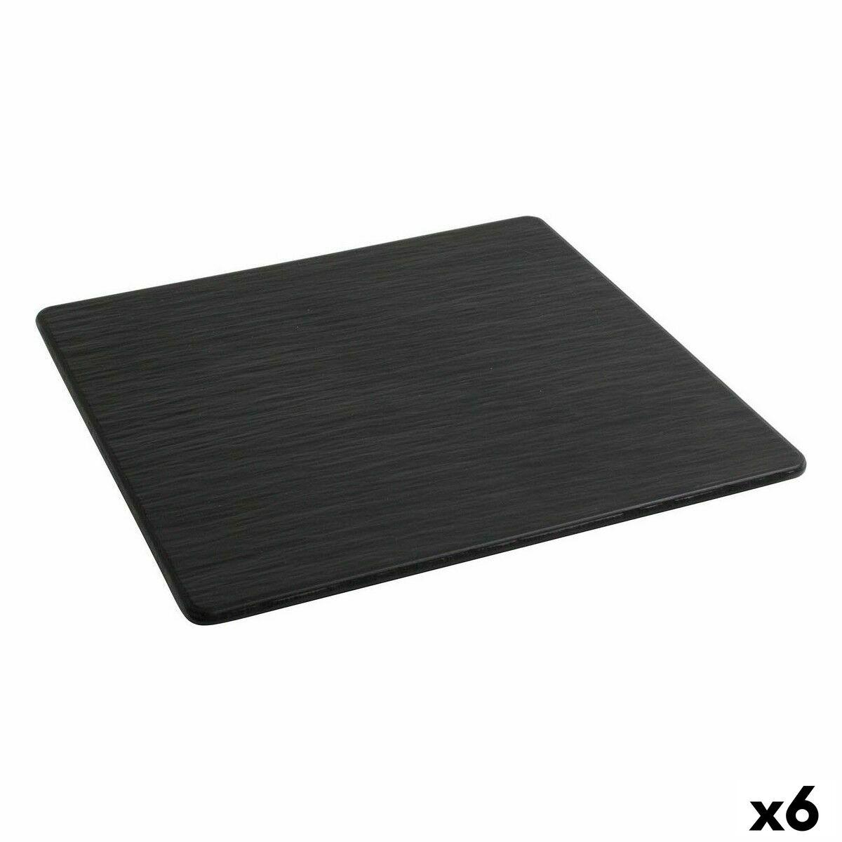 Inde Africa flad firkantet middagstallerken, sort melamin 35 × 35 cm (6 stk.)