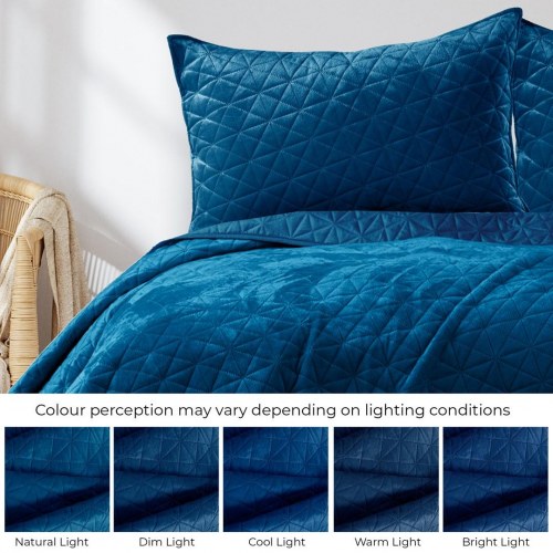 Sengetæppe 260x280 indigo – AmeliaHome Laila, fløjlspolyester, glamour