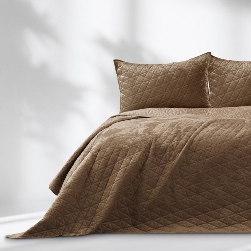 Sengetæppe 260x280 cappuccino – AmeliaHome LAILA fløjl polyester