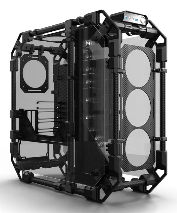 PC kabinet Full Tower – Alphacool Apex Pro Skeleton, sort/carbon