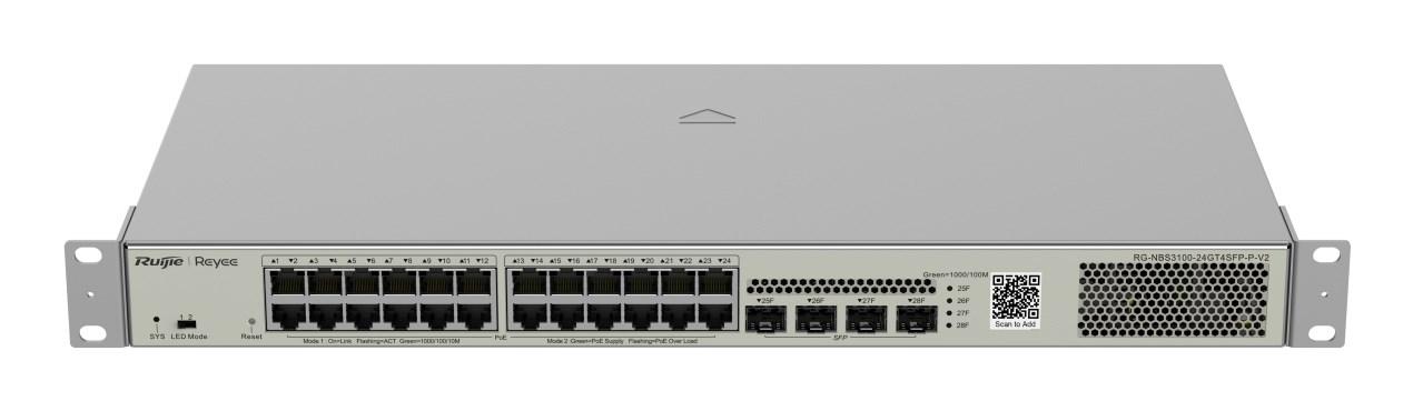 Netværksswitch Ruijie RG-NBS3100-24GT4SFP-P-V2 L2 Gigabit med PoE, metallisk