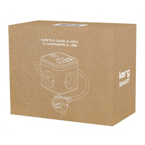 Stikdåse med 3 udtag og USB-A/USB-C – KERG Smart, 1,5 m